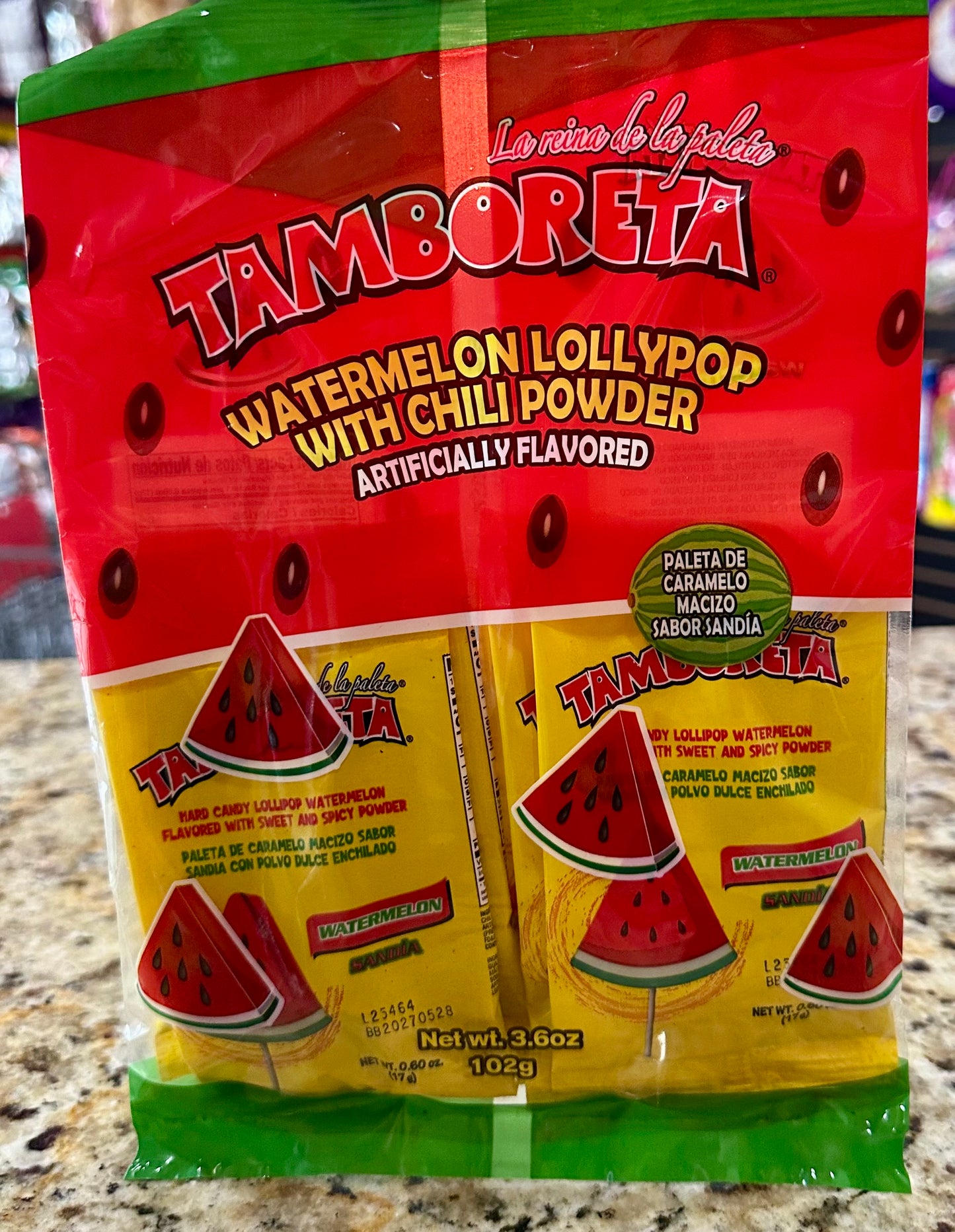 PALETA TAMBORETA SABOR SANDÍA CON CHILE