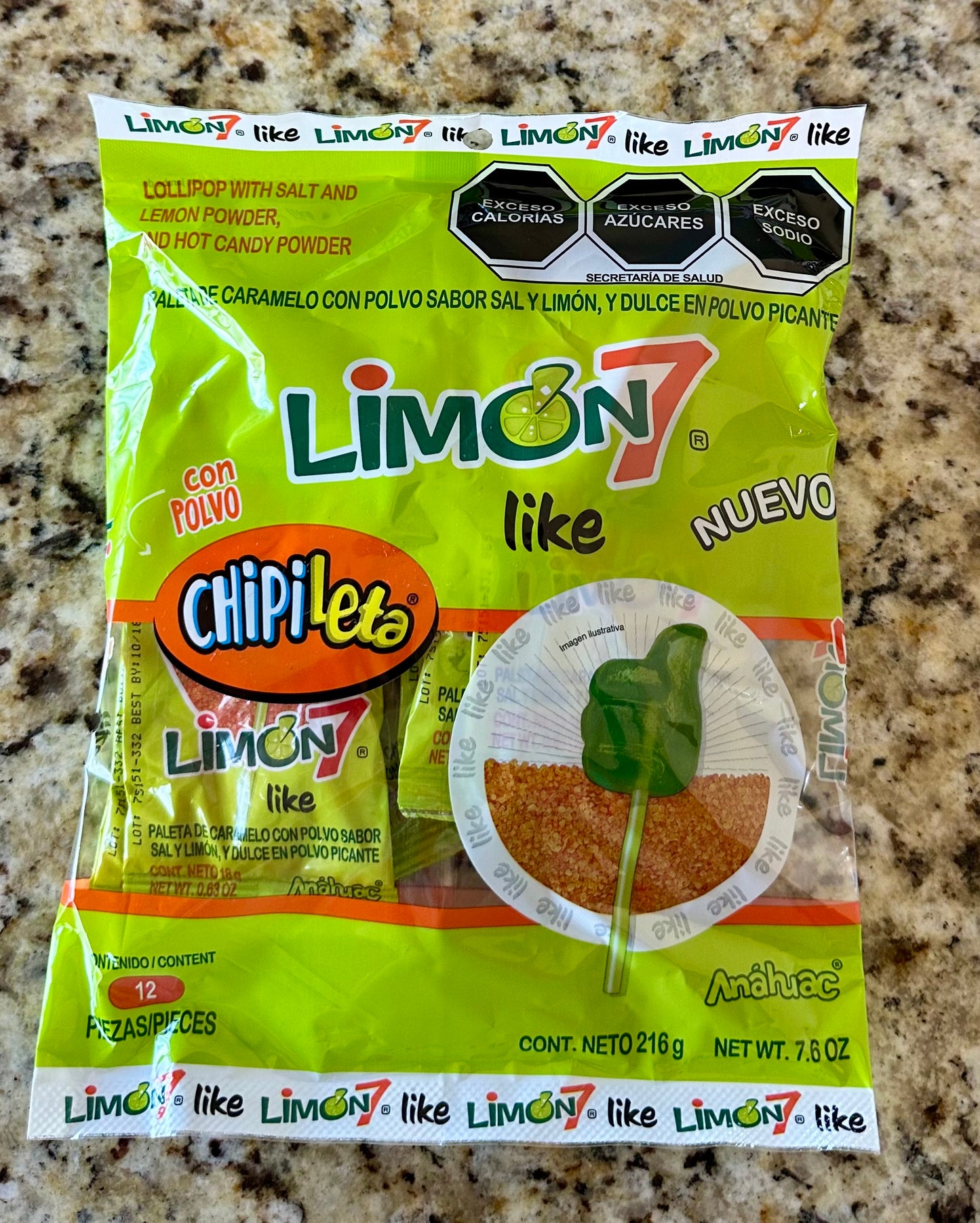 PALETA LIMÓN 7 Con Polvo Sabor Sal y Limón