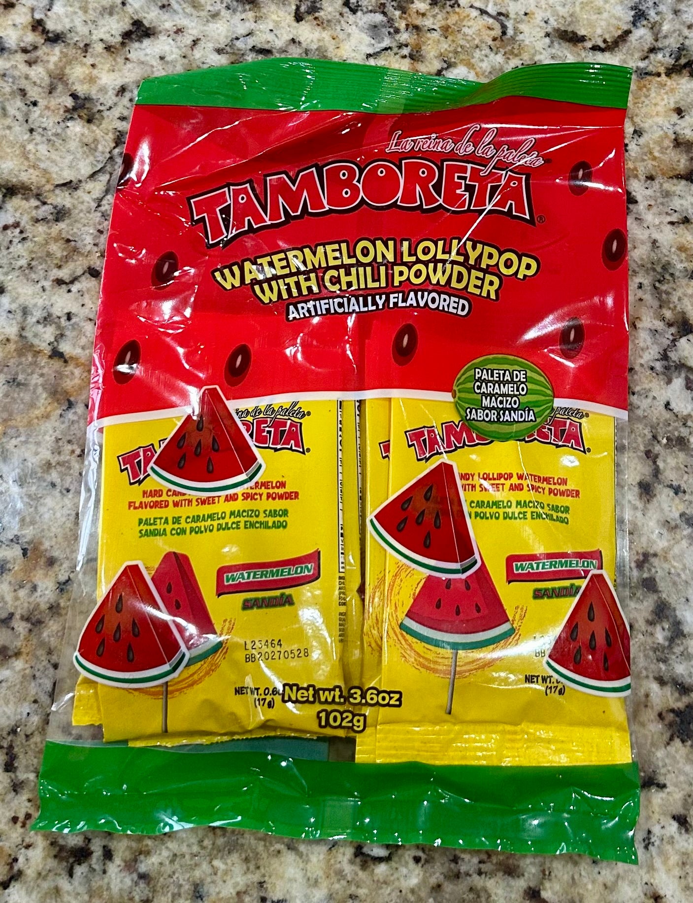 PALETA TAMBORETA SABOR SANDÍA CON CHILE