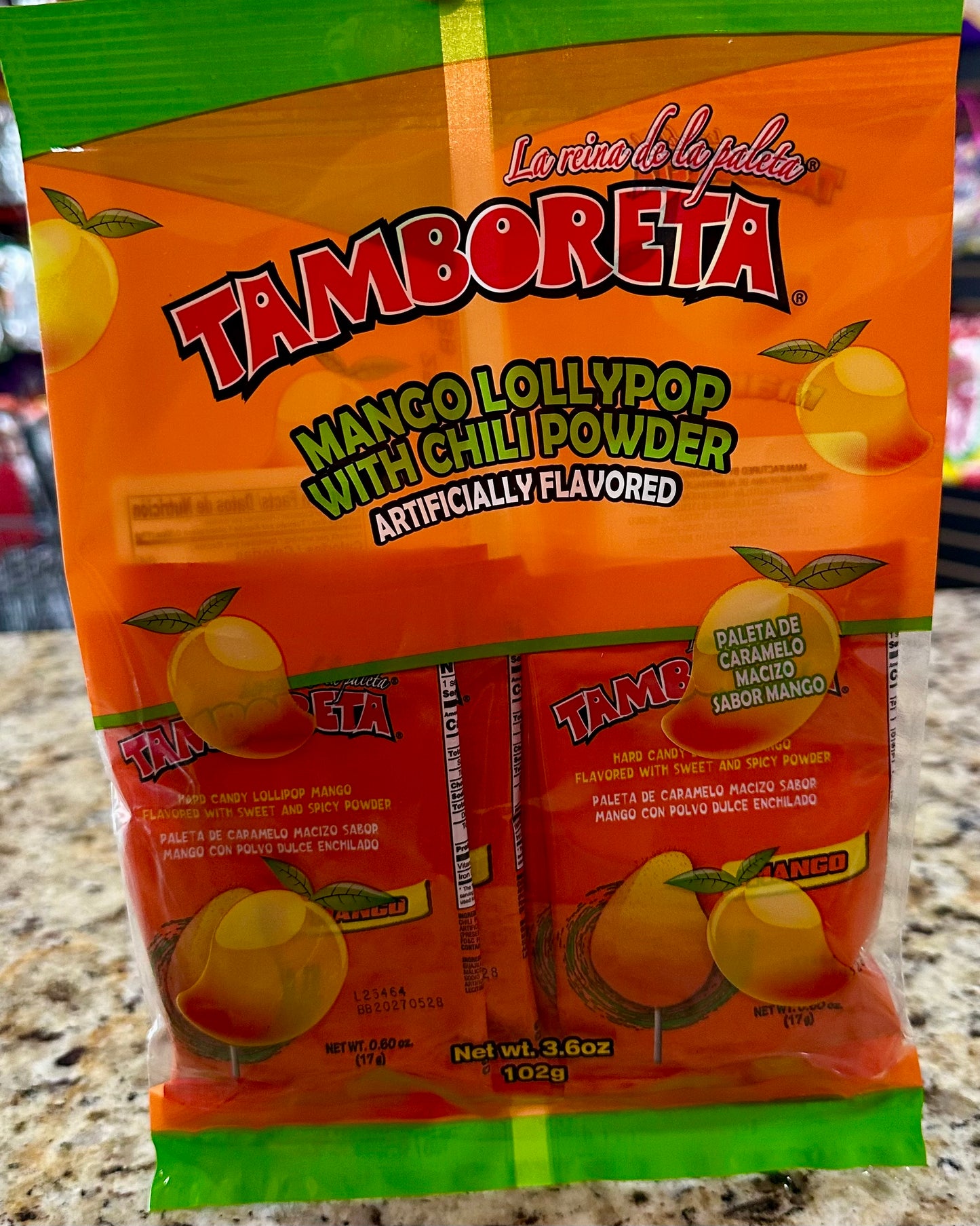 PALETA TAMBORETA SABOR MANGO CON CHILE