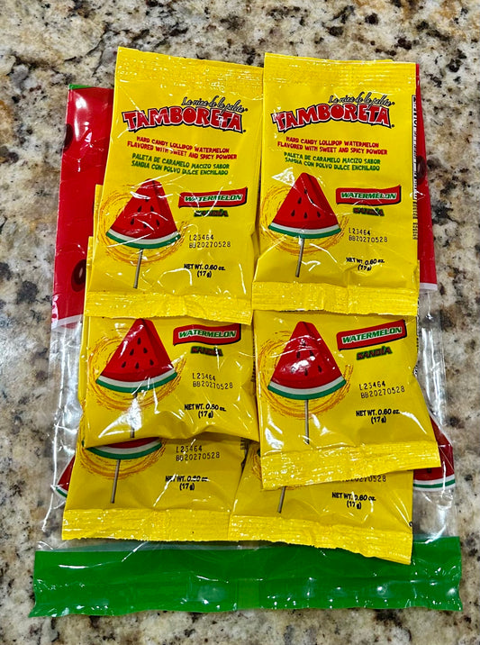 PALETA TAMBORETA SABOR SANDÍA CON CHILE