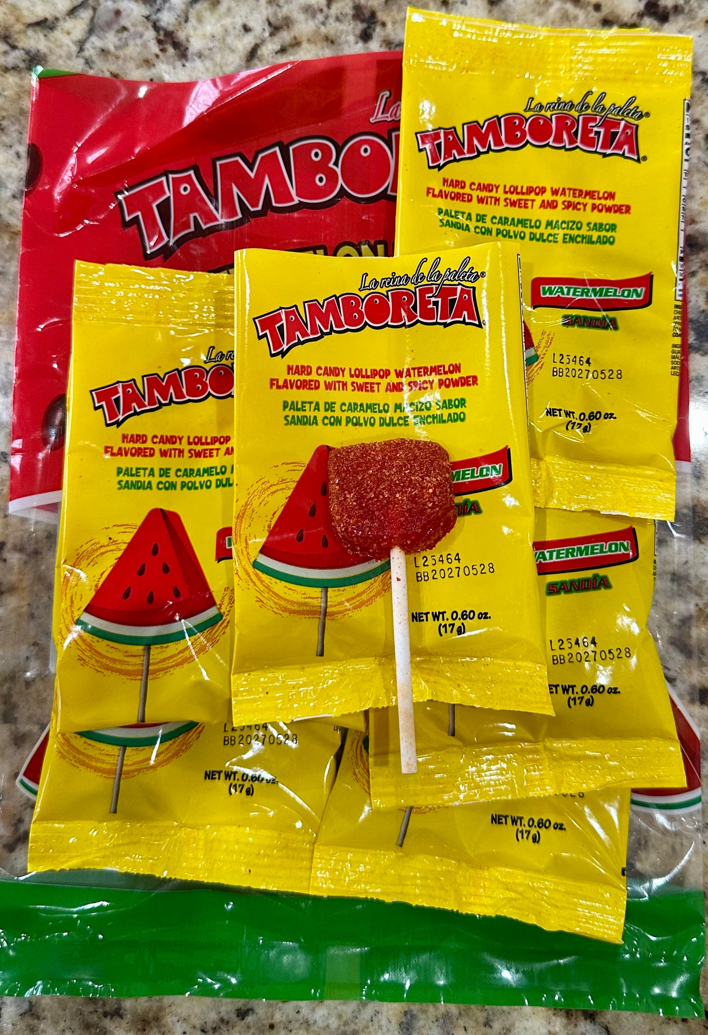 PALETA TAMBORETA SABOR SANDÍA CON CHILE