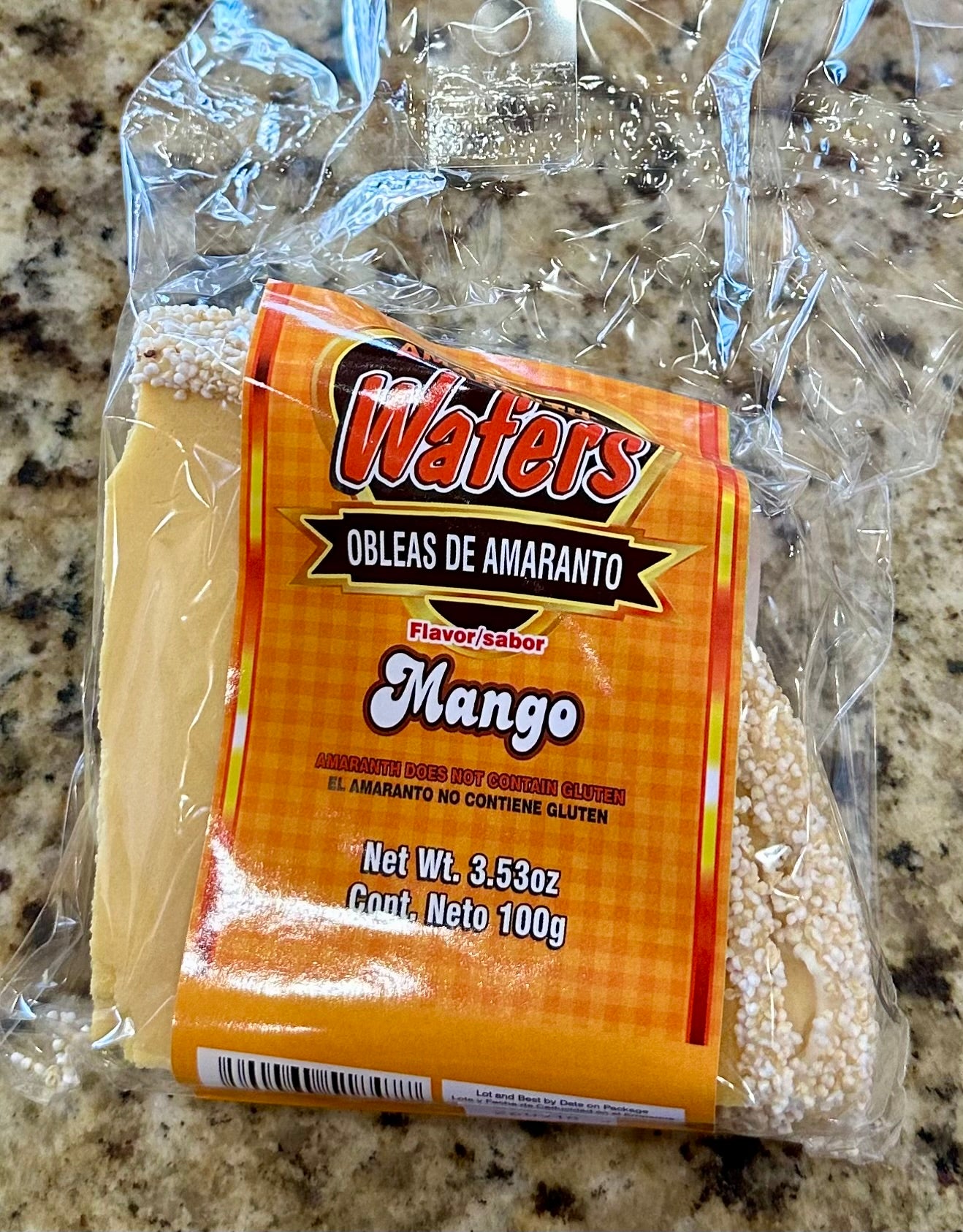 OBLEA CON AMARANTO SABOR MANGO