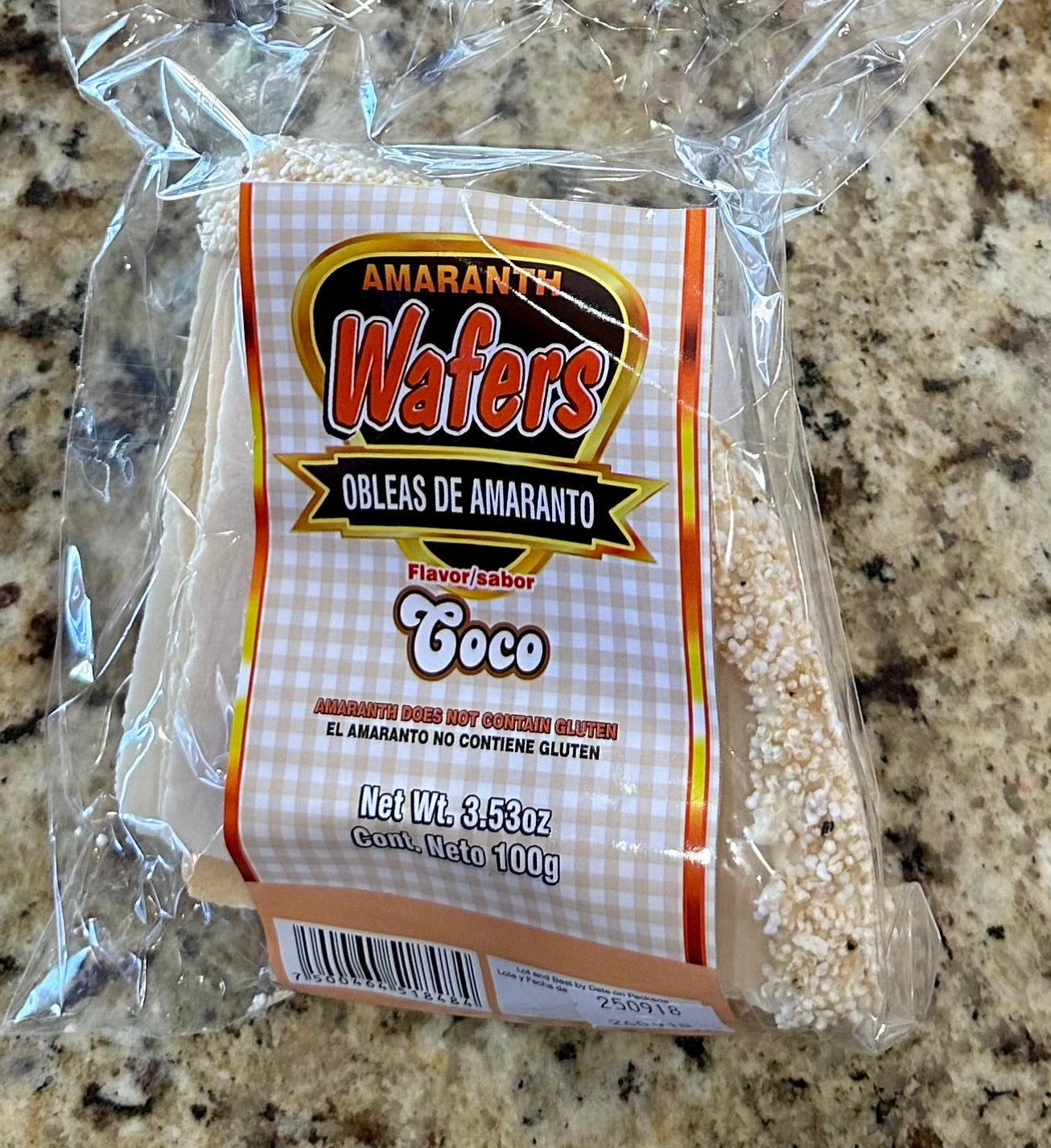 OBLEA CON AMARANTO SABOR COCO